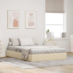 Ottomani voodiraam ladustamisega kreem 140 x 190 cm kangas