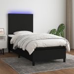 Kontinentaalvoodi madrats ja led, must, 90x200 cm, kangas