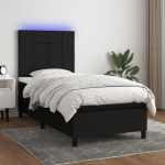 Kontinentaalvoodi madrats ja led, must, 80x200 cm, kangas