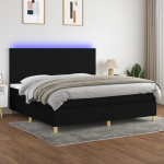 Kontinentaalvoodi madrats ja led, must, 200x200 cm, kangas