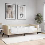 Diivanvoodi madratsiga, kreemjas, 100x200 cm, kangas