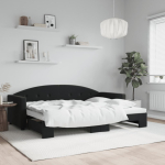 Diivanvoodi v&auml;ljat&otilde;mmatava osaga, must, 80x200 cm, samet