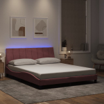 Voodiraam led ilma madratsita hanko, roosa, 160x200 cm, samet