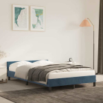 Voodiraam ilma madratsita tumesinine 120x200 cm samet