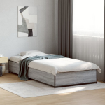 Voodiraam, hall sonoma tamm, 100 x 200 cm, tehispuit ja metall