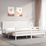 Voodiraam peatsiga, valge, 200 x 200 cm, t&auml;ispuit