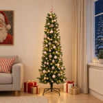 Kitsas kunstkuusk koos j&otilde;ulukuulidega 210 cm 300 led-i