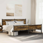 Metallist voodiraam ilma madratsita suitsutatud tamm 193x203 cm