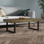 Kohvilaud, tumepruun ja must, 120 x 60 x 40 cm, mdf ja raud