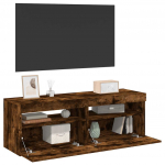 Telerialused led-tuledega 2 tk, suitsutatud tamm, 60x35x40 cm