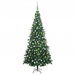 Valgustatud kunstkuusk kuulidega 240 cm, roheline