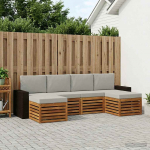 Diivanikomplektid 6 pcs naturaalne ja helehall tugev akatsiapuu