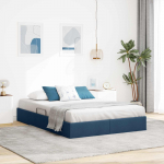 Ottomani voodiraam ladustamisega sinine 140 x 190 cm kangas