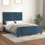 Voodiraam ilma madratsita tumesinine 140x190 cm samet