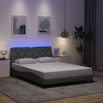 Voodiraam led-iga ilma madratsita, helehall, 140x190 cm, kangas