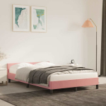 Voodiraam peatsiga ilma madratsita roosa 120x200 cm samet