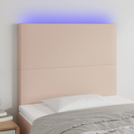 Led-voodipeats, cappuccino, 80x5x118/128 cm, kunstnahk