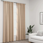 Pimendavad kardinad konksudega, 2 tk beež 140 x 245 cm