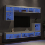 8-osaline telerikappide komplekt led-tuledega, valge, tehispuit