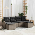 Diivanikomplekt padjaga ladustamisega 6 pcs hall pol&uuml;rotang