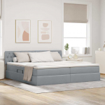 Voodi hoiukohaga ja madratsiga helehall 200 x 200 cm tehispuit