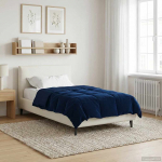 Talve tek rapistatud tumesinine 135 x 220 cm mikrokiud