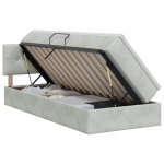 Laos voodi peaga helehall 90 x 190 cm samet