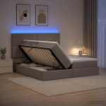 Led-iga voodiraam koos madratsiga pruunikashall 200 x 200 cm