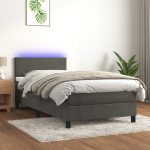 Kontinentaalvoodi madrats ja led, tumehall, 80x200 cm, samet