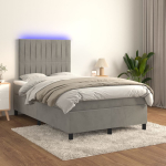 Kontinentaalvoodi madrats ja led, helehall, 120x200 cm, samet