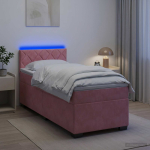 Kasti vedru madratsiga ja led valgusega voodi roosa 80 x 200 cm