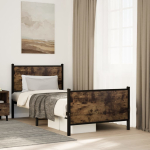 Metallist voodiraam ilma madratsita suitsutatud tamm 90x200 cm