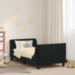 Laste voodiraam peatoega peaga must 80 x 160 cm samet