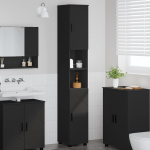 Vannitoa kapp uksega must 30 x 35 x 192 cm tehispuit & metall