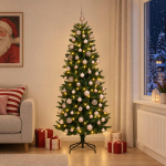 Tehisj&otilde;ulukuusk koos kaunistustega 210 cm 300 led-i soe valge
