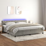 Kontinentaalvoodi madrats ja led, helehall, 200x200 cm, samet