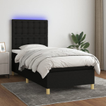 Kontinentaalvoodi madrats ja led, must, 80x200 cm, kangas
