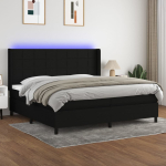 Kontinentaalvoodi madrats ja led, must, 200x200 cm, kangas