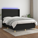 Kontinentaalvoodi madrats ja led, must, 140x200 cm, kangas
