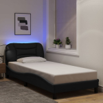 Voodiraam led-iga ilma madratsita hvar , must, 90x200cm, kangas