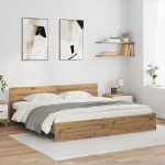 Voodi raam led-ribadega peaga k&auml;sit&ouml;&ouml;puu 180 x 200 cm tehispuit