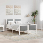 Voodi raam peaga helehall 120 x 200 cm kangas