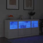 Puhvetkapp led-tulega, valge, 142,5 x 37 x 67 cm