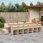 17-osaline aia s&ouml;&ouml;gim&ouml;&ouml;bli komplekt patjadega, beež, rotang
