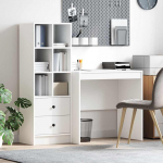 Laud koos hoiuruumiga sahtliga riiuliga 2 pcs valge tehispuit
