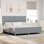 Voodi raam peaga helehall 200 x 200 cm kangas