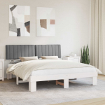 Voodiraam pehme peatoega peaga helehall 180 x 200 cm tahke m&auml;nd