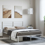 Metallist voodiraam peatsiga, valge, 135x190 cm