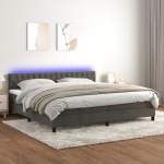 Kontinentaalvoodi madrats ja led, tumehall, 200x200 cm, samet