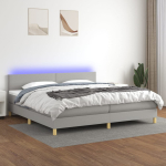 Kontinentaalvoodi madrats ja led, helehall, 200x200 cm, kangas